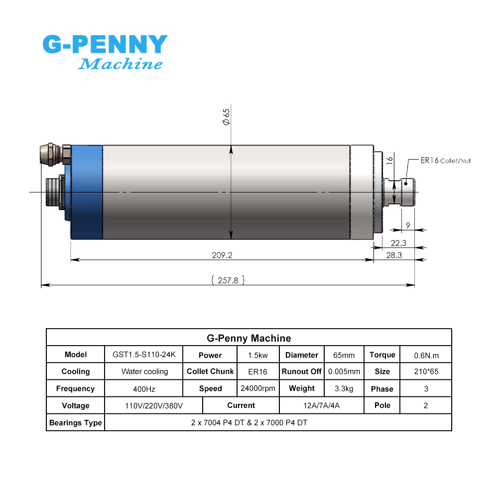 Kit de husillo CNC G-Penny de  - Water Cooled Spindle reseña y precio