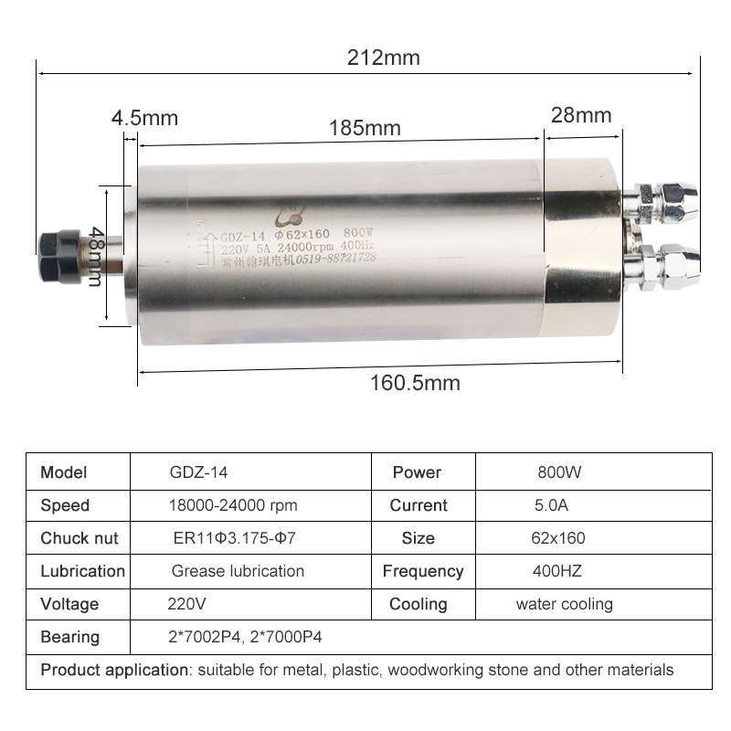 Hqd 220v 800w Husillo Metálico - Water Cooled Spindle reseña y precio