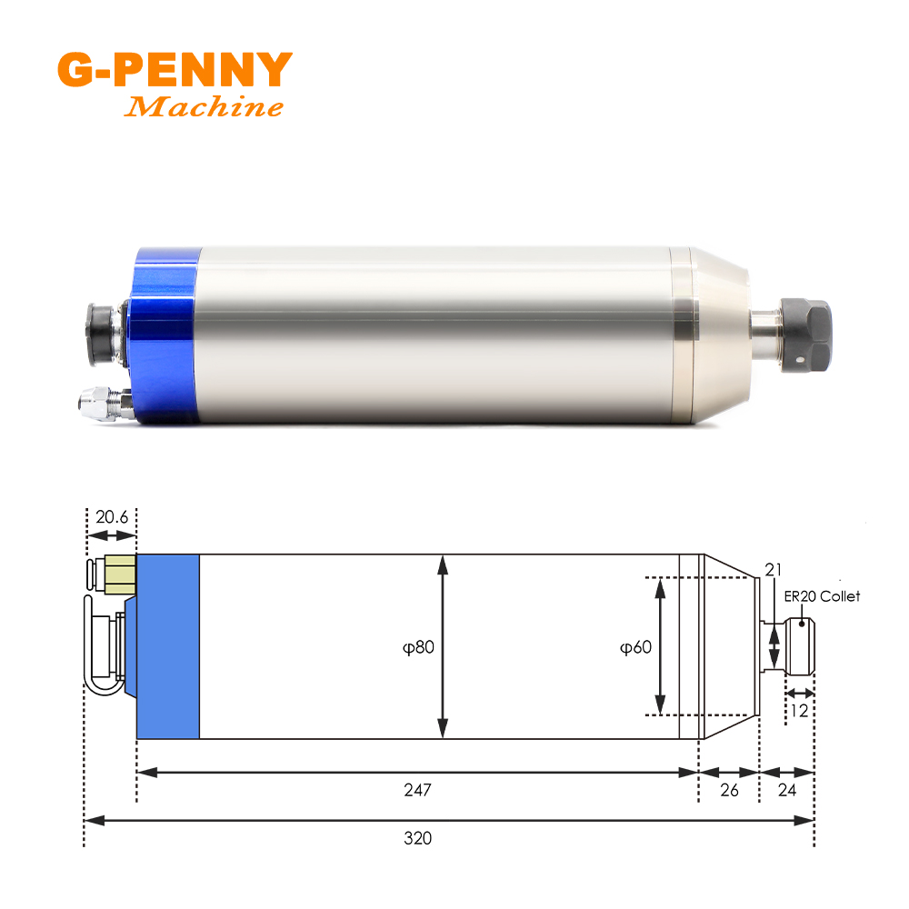 G-PENNY 2.2KW ER20 motor de hu - Water Cooled Spindle reseña y precio