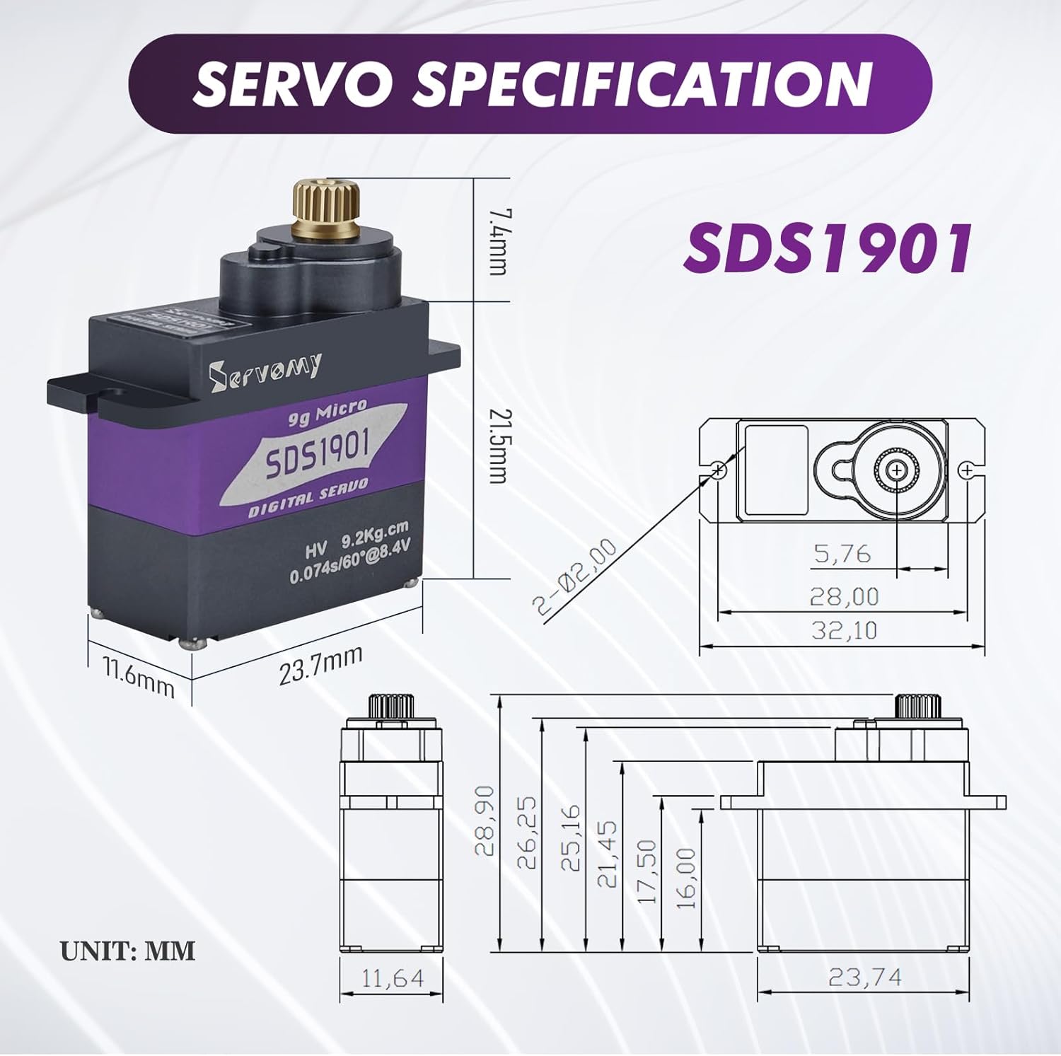 SERVOMY-SDS1901 Digital 9G Mic - Servo 9G reseña y precio