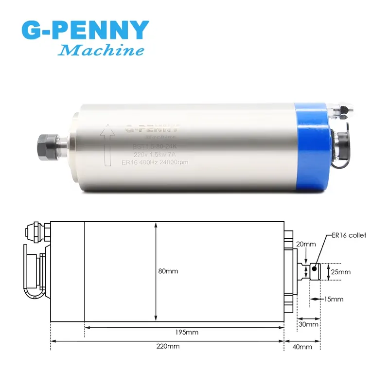 Gpenny 1.5kw ER16 D80mm Husill - Water Cooled Spindle reseña y precio